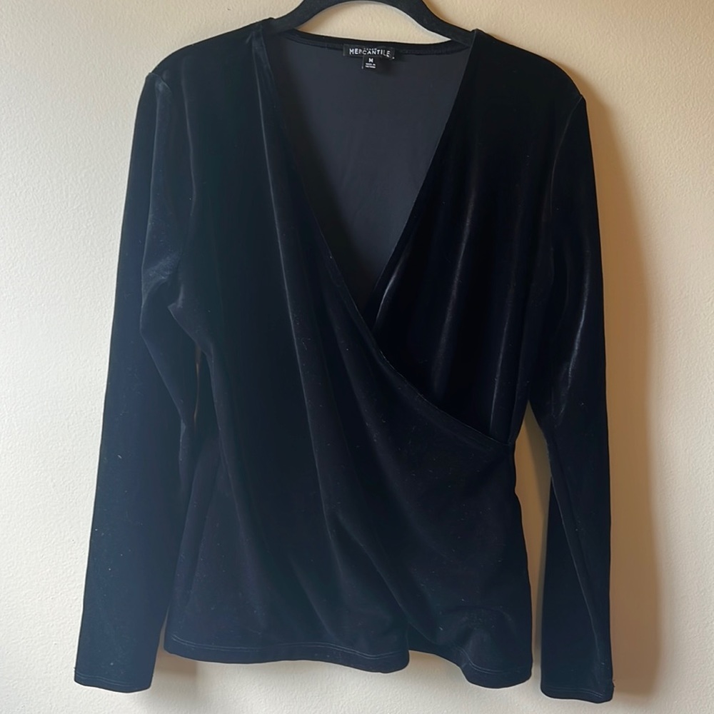 Jcrew Velvet Black blouse, Size M